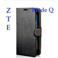 Кожен калъф тефтер с клипс и стойка за ZTE Blade Q черен